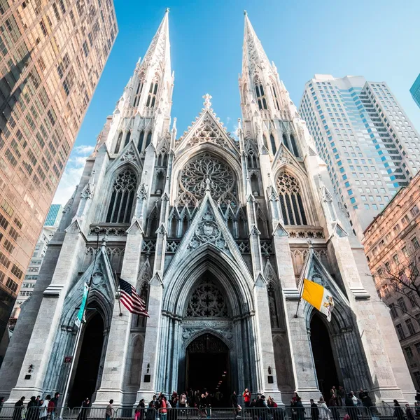 The Gothic facade of St. Patrick's Cathedral