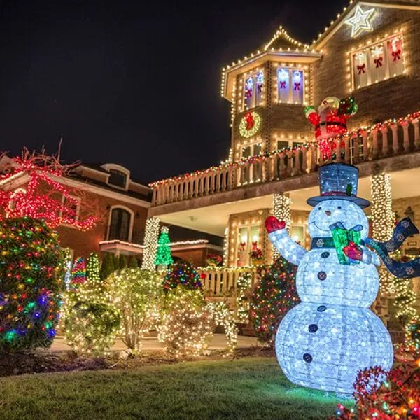 A Dyker Heights home decorated with holiday lights